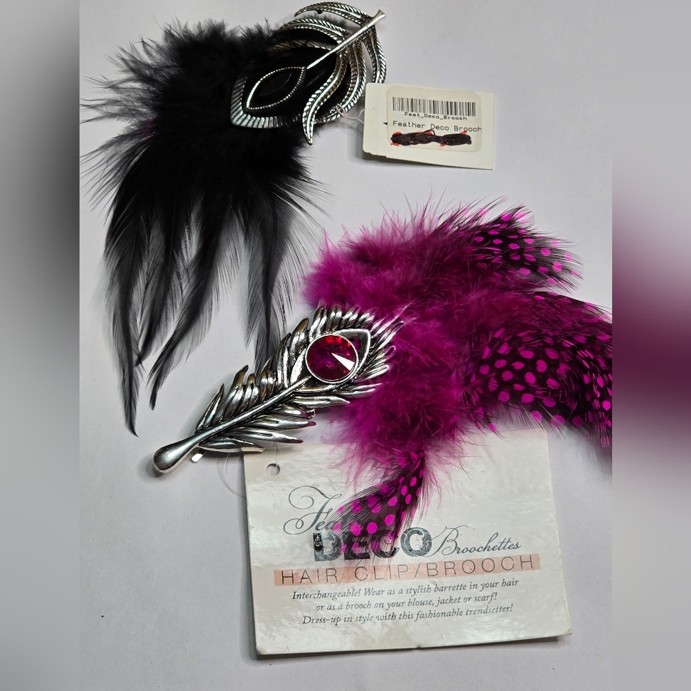 Treska Feather Deco Brooches Hair Clip Barrette Convertible Feather‎ Brooch Lot